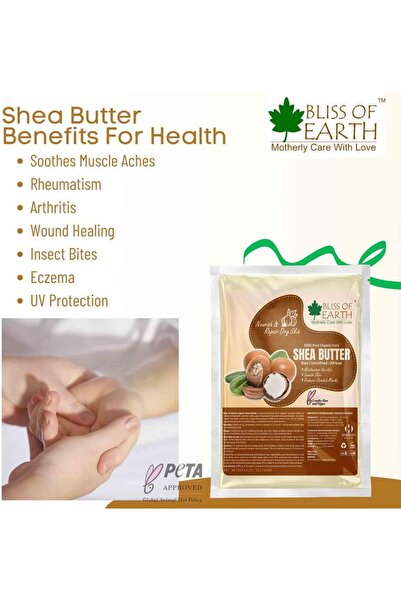 Bliss of Earth Raw Unrefined Organic Shea Butter, 100gm | For Skin, Face, Hair & Stretch Marks
