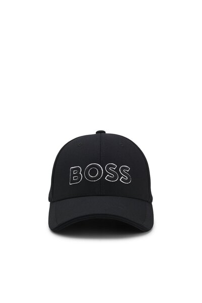 BOSS Nakışlı logolu, örme pike kumaştan şapka