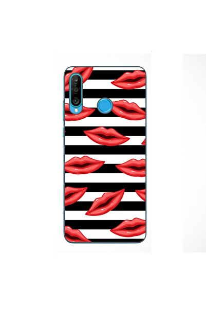 OEM Husa compatibila cu Huawei P30 Lite Silicon Gel Tpu Model Striped Kisses