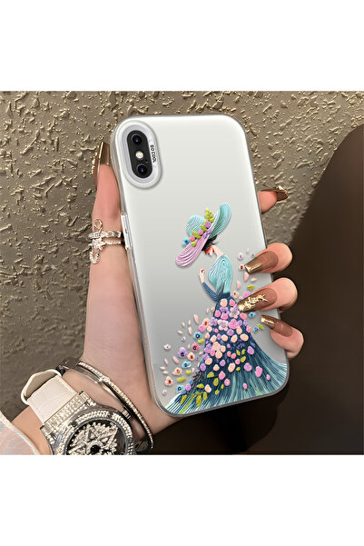 Hontinga iPhone X Uyumlu Silikon Kenar Sert Arka Kılıf Couple Telefon Kılıfı ...