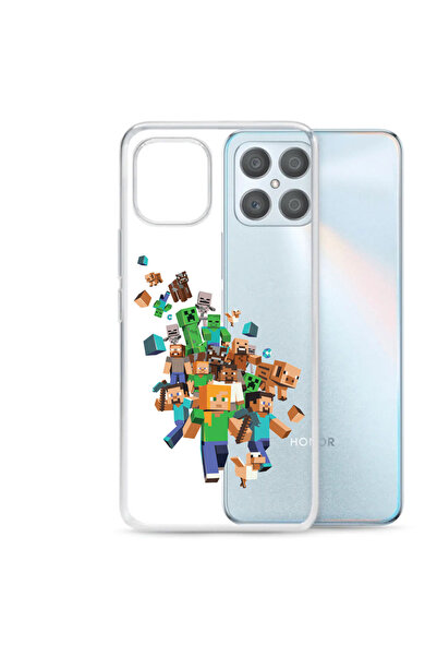 OEM Husa compatibila cu Honor X8 Silicon Transparenta Model Minecraft Characters