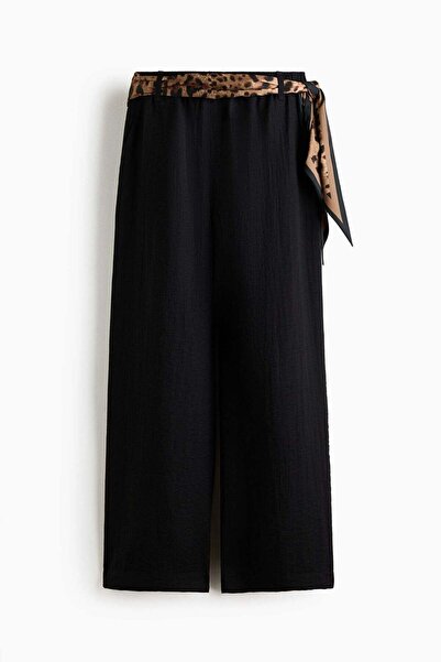 H&M Scarf-detail linen-blend trousers