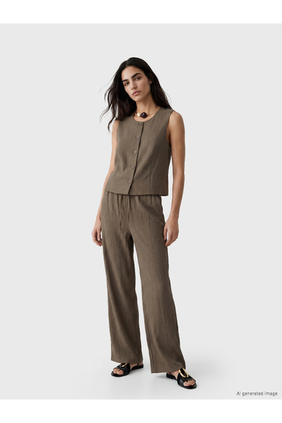 LC Waikiki Elastic Waist Textured Women's Trousers
