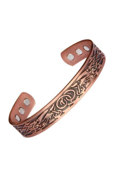 Generic Magnetic Bracelet Double Ring Flower Design – Ancient Red Copper Brus...