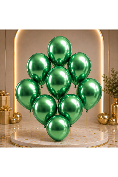 BeySüS Green Color Latex Chrome Balloon (30 cm) - 50 Pieces