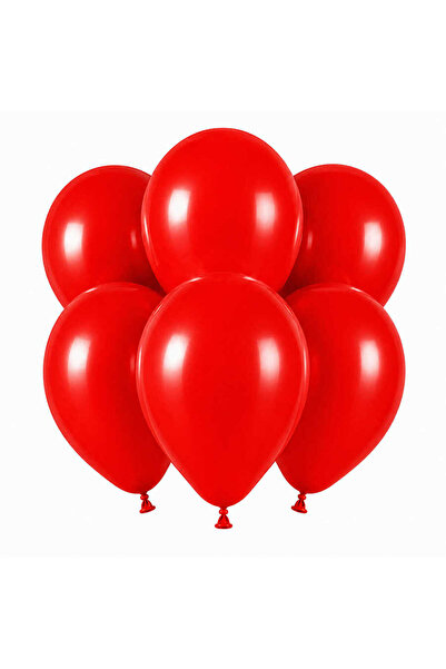 BeySüS Red Color Latex Pastel Balloon (30 cm) - 6 Pieces