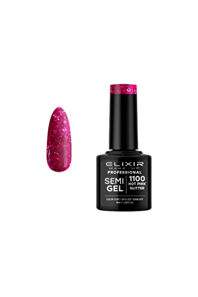 Elixir SEMI GEL (ΗΜΙΜΟΝΙΜΟ ΒΕΡΝΙΚΙ) - 1100 (HOT Pink GLITTER) 8ML