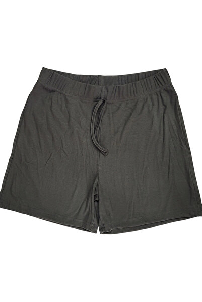 Erdenay Tekstil Stretchy Ribbed Cotton Lycra Camisole Women's Shorts - Khaki