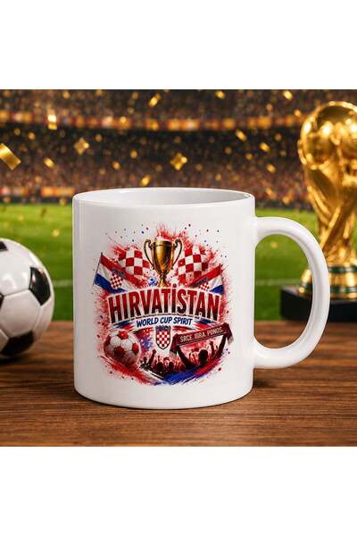 Bk Gift Croatia Fan-Themed White Trophy Cup with a World Football Cup Design