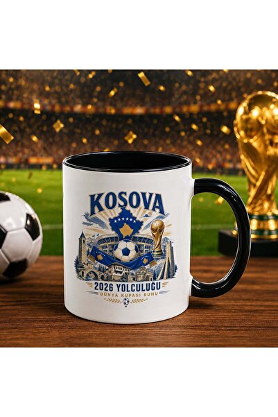 Bk Gift كأس أسود بتصميم كأس العالم لكرة القدم بتصميم مشجعي كوسوفا - 1