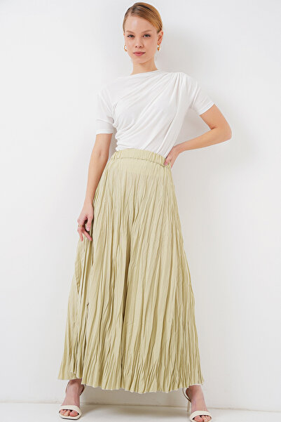 Merterium Women's Long Crinkled Skirt 1472 - A.Khaki