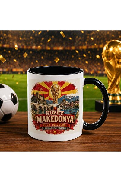 Bk Gift كأس أسود بتصميم كأس العالم لكرة القدم بتصميم مشجعي شمال ميكادونيا - 2