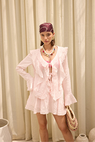 BOHEMAİ Aliza Pink Shirt Shorts Set
