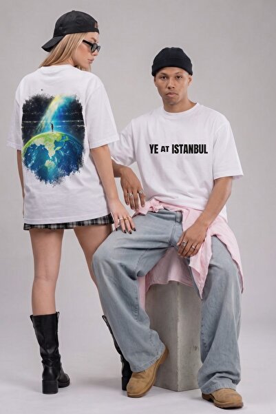The Champ Clothing Unisex Oversize T-Shirt Ye At Istanbul με στάμπα Λευκό – Λ...