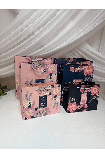 OEM Horizontal Gift Bags Pink-Navy 12/ Top Bottom Set 25.4x9.5xh20cm Navy