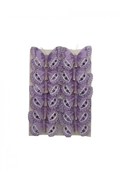 OEM Fluturi Decorativi Din Pene Lila 12/Set