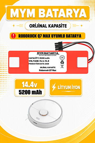 MYM BATARYA Roborock Q7 Max Uyumlu Akıllı Robot Süpürge Bataryası 14.4v 5200m...