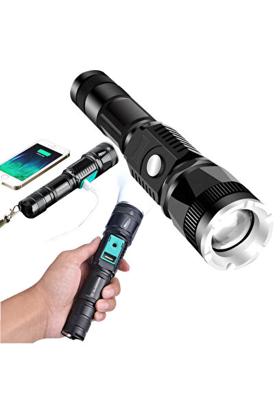Mardil Lanterna tactică CREE XML-T6 cu zoom, power bank, neagră, pentru urgen...