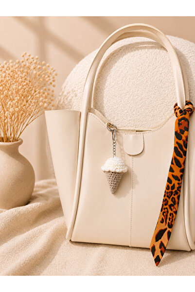 Kumru Studio White Ice Cream Charm Keychain – Handmade Bag Accessory