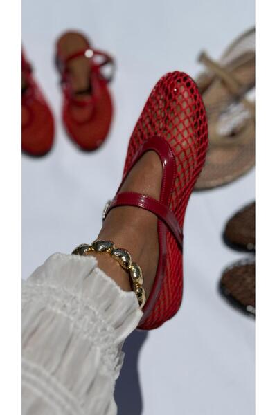 Naz Luxury Shoes ELDA FİLE BABET KIRMIZI