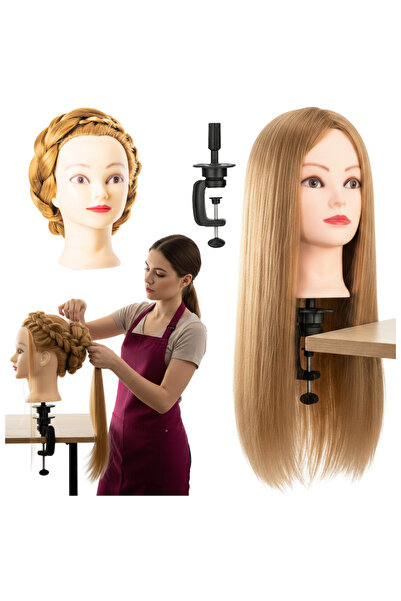 Mardil Cap de antrenament pentru coafură, cu păr sintetic, cu suport, 70 cm, ...
