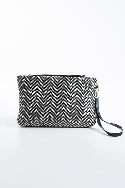DEV 3 ADAM Μαύρη γυναικεία τσάντα clutch - Μοντέρνο σχέδιο με υφή, κομψή & γι...