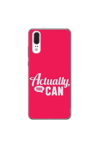 OEM Husa compatibila cu Huawei P20 Silicon Gel Tpu Model Mesaj Actually You Can