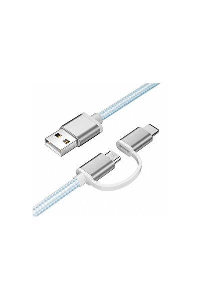 zutech Cablu USB 2 în 1 micro USB/Type C argintiu
