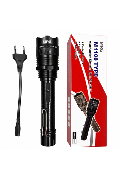 MRG Lanterna Mana M1108, Aluminiu, LED, Reincarcabila, 24cm, Negru