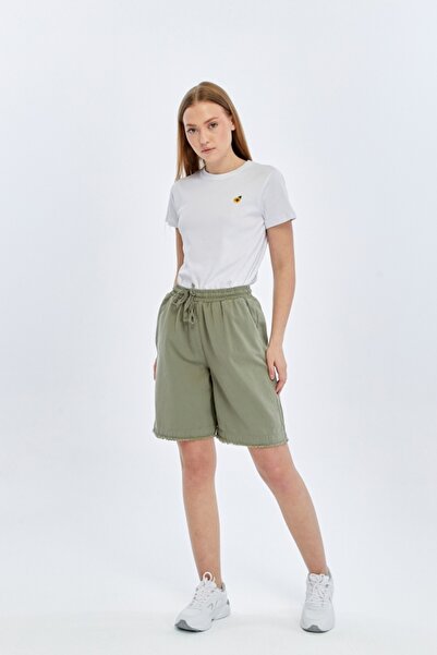 Çarli Short Women's Denim&Canvas Shorts 5326 Khaki