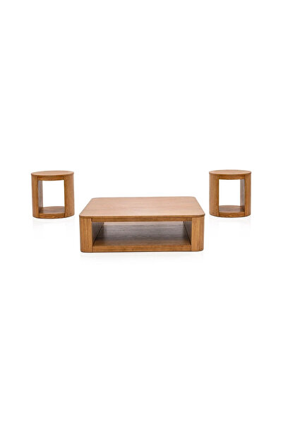 Midas Furniture WOODEN COFFEE TABLE SET 122X122X36 CM BROWN