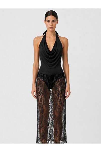 RİVUS Lace Pencil Skirt - Black
