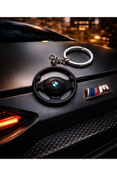 shop BMW Direksiyon Tasarımlı Anahtarlık – Siyah Renk Araç Temalı Anahtarlık