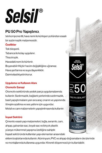 Selsil 3'lü Pro PU 50 Mastik - Siyah, ROSIE