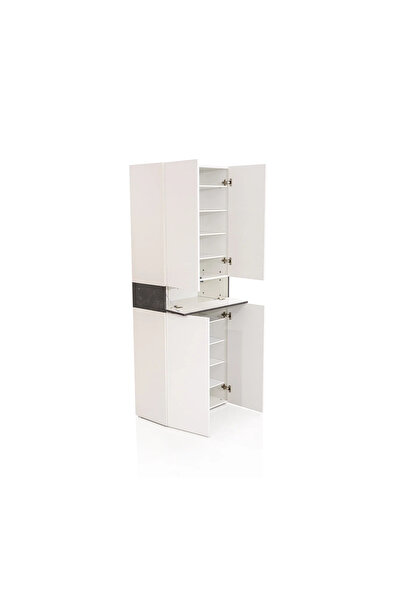 Midas Furniture خزانة أحذية خشبية 76×35×200 سم باللون الأبيض