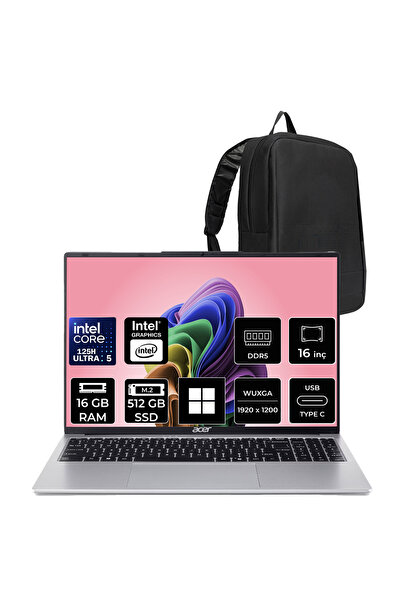 ACER Aspire Lite Core Ultra 5 125H 16GB RAM 512GB SSD 16" FHD+ 120Hz W11H Diz...