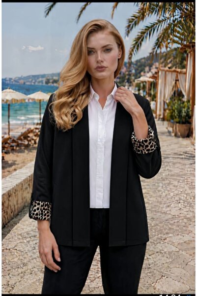 PARKDERİN VEĆA VELIČINA, BLAZER BEZ PODOGRE SA LEOPARD OBRUBOM NA RUKAVIMA