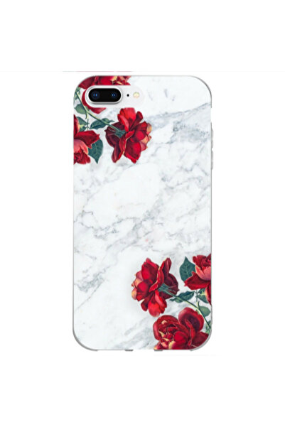 Other Apple iPhone 7 Plus red roses marble Transparent Silicone TPU Θήκη