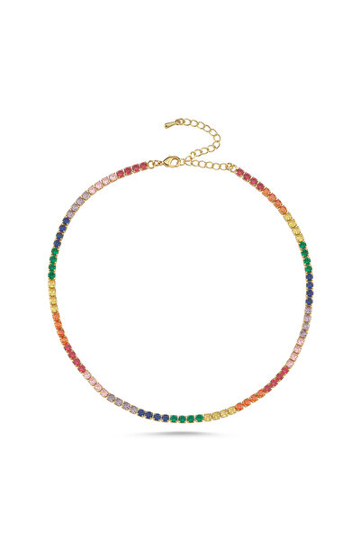 Merano Design 3mm Gold Renkli Choker