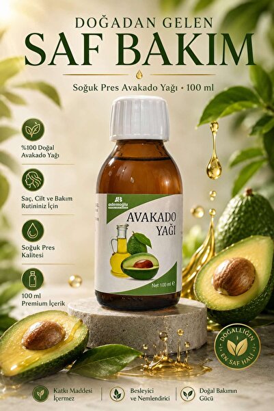 Avokado Yağı 100 ml – %100 Saf, Doğal Ve Soğuk Sıkım