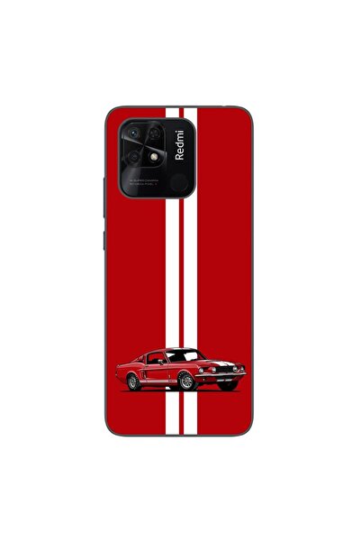 OEM Case compatible with Xiaomi Redmi 10C Silicon Gel Tpu Model Red Mustang