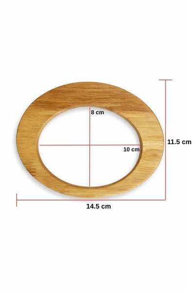 iğne izi 14,5x11,5 cm Mâner de geantă din lemn Bej Elips – Mâner de geantă di...
