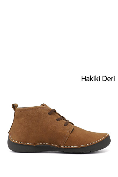 GÖNDERİ(R) Women's Tan Nubuck Lace-Up Genuine Leather Comfort Boots