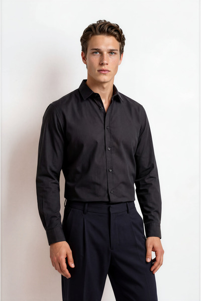 NOHOW Linen Look 100% Cotton Comfortable Fit Drop Shoulder Men's Plain Shirt