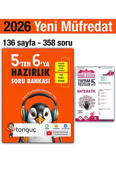 Tonguç Yayınları 5'ten 6'ya Hazırlık Kitabı 2026 Yaz Tatili Soru 5. Sınıf Mat...