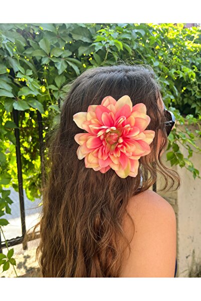 FloresDeCarnaval Peach Bellini Clip-On Flower Clasp 🍑 – Summer Trend 12 cm