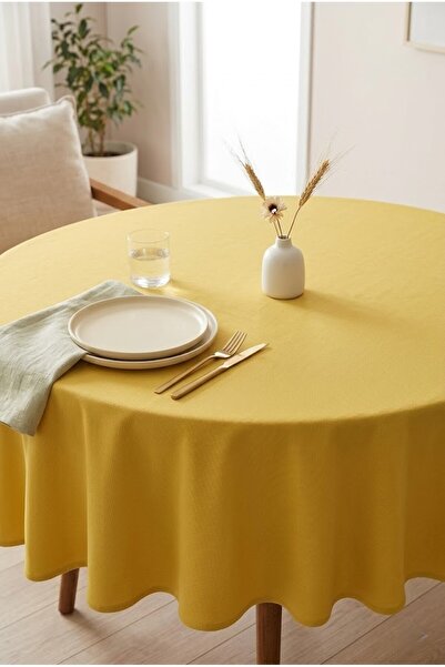 Rona Home Round Tablecloth Stain-Resistant Waterproof Liquid-Resistant Linen-...