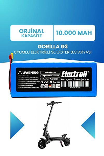 ELECTROLL Gorilla G3 Uyumlu Batarya (Standart Kapasite) 60V 10.000Mah Elektri...