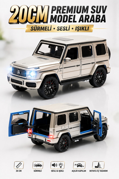YILDIRIM OYUNCAK Sürtmeli Sesli Işıklı G Class Off Road Jeep Model Araba 20cm...