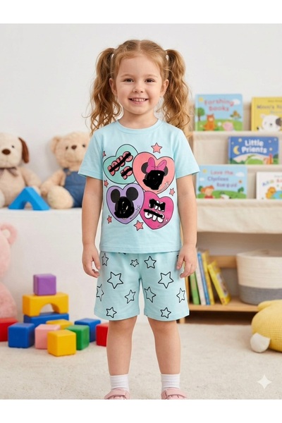 ZEYBABY Letnji dvoslojni pamučni set za devojčice